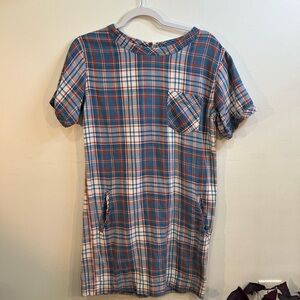 Madewell Blue and Red Plaid Dress